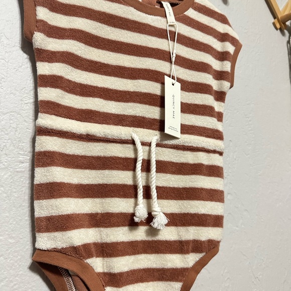 Quincy Mae Terry Retro Romper in Amber Stripe 0-3 NWT - Picture 6 of 6